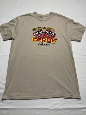 Gildan Beige Pinewood Derby "Down & Derby" Graphic Tee